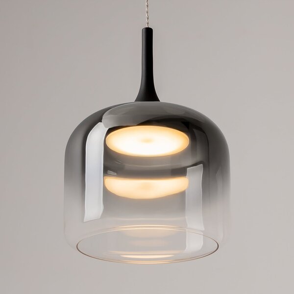 Maytoni Lampă suspendată LED Spirito, gri fumuriu, sticlă, Ø 26 cm, Gri, Camera de zi / sufragerie, Sticlă