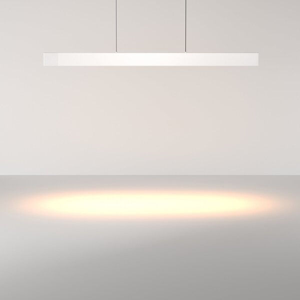 Maytoni Lampă suspendată LED Ephoria, alb, aluminiu, lungime 116 cm, reglabil, Alb, Camera de zi / sufragerie, Aluminiu