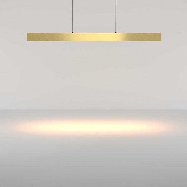 Maytoni Lampă suspendată LED Ephoria, alamă, aluminiu, lungime 116 cm, reglabil, Auriu / Alamă, Camera de zi / sufragerie, Aluminiu