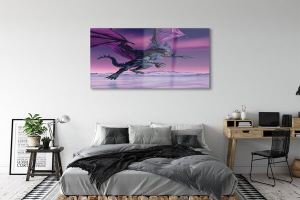 Tablouri pe sticlă Dragon cer colorat