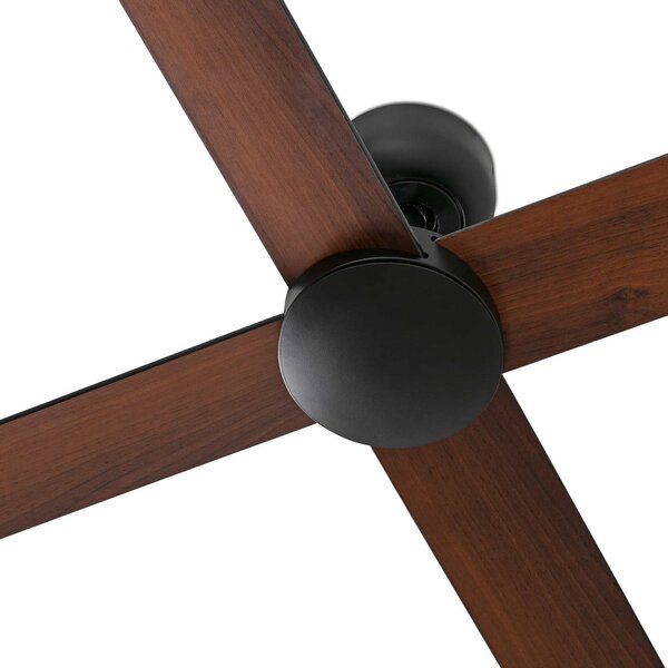 FARO BARCELONA Ventilator de tavan Rudder, motor DC, silențios, Ø 132 cm, lemn, Negru, Camera de zi / sufragerie, Lemn, Modern