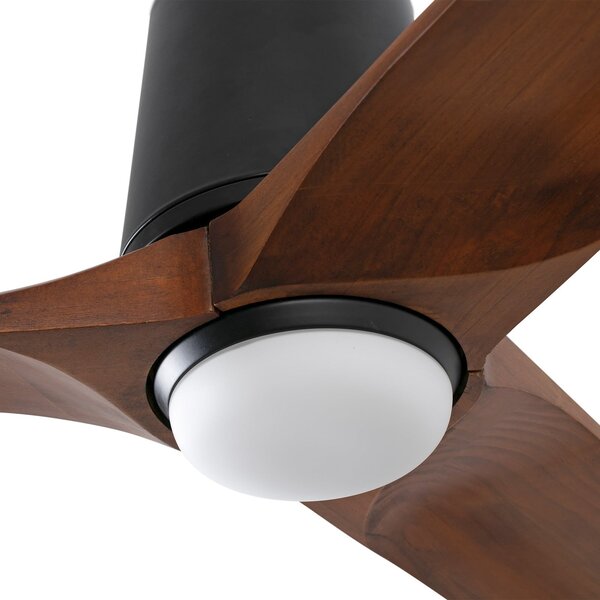 FARO BARCELONA Ventilator cu LED Heywood L, Ø 132 cm, negru/culoarea lemnului, curent, reglabil, Lemn, Camera de zi / sufragerie, Lemn, Modern