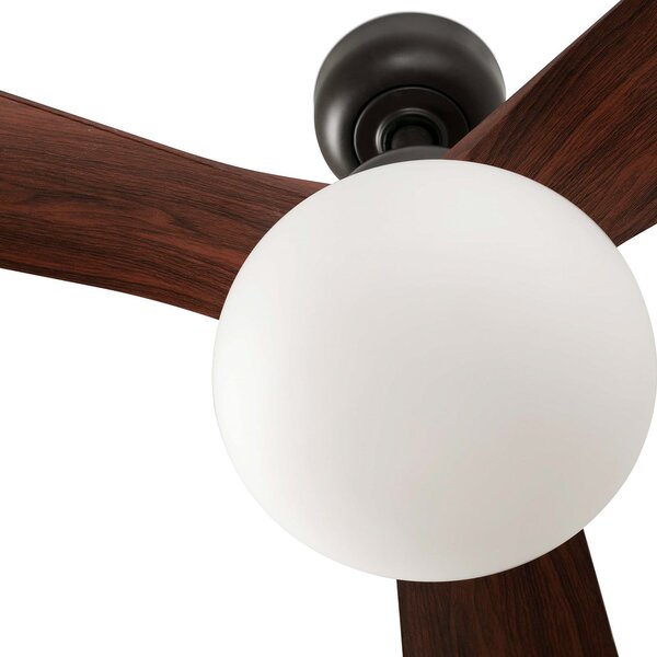 FARO BARCELONA Ventilator de tavan cu lumină Outwood, maro, DC, silențios, Ø150cm, reglabil, Lemn, Camera de zi / sufragerie, Plastic, Modern