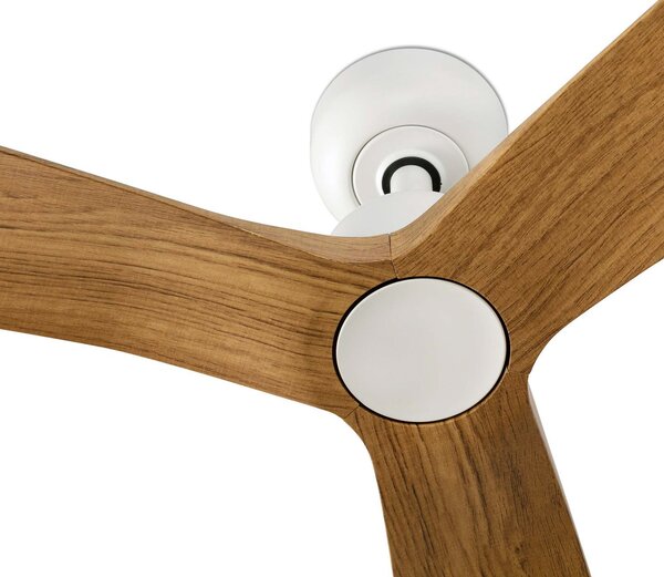 FARO BARCELONA Ventilator de tavan Outwood, maro, DC, silențios, Ø 150 cm, IP44, Lemn, Camera de zi / sufragerie, Plastic, Casă de țară / Rustic