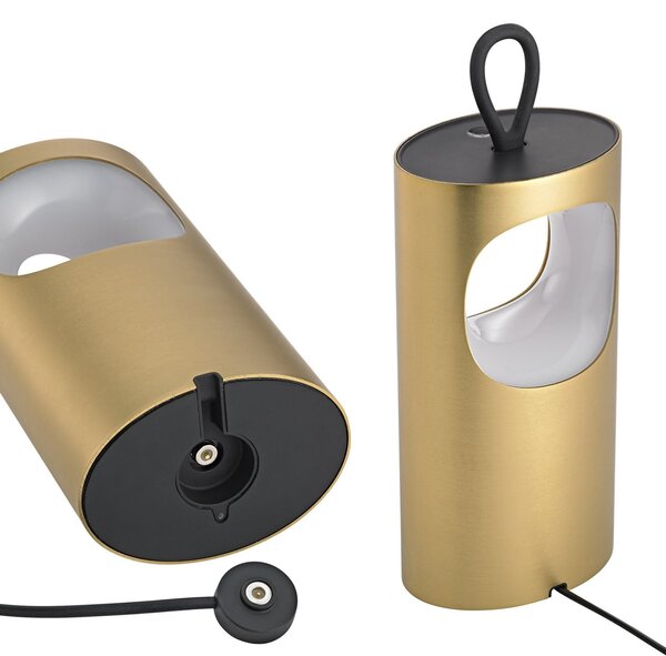 Sigor Lampa de masă cu LED și baterie reîncărcabilă Lunari, auriu 16 cm metal CCT IP44, reglabil, Auriu / Alamă, Camera de zi / sufragerie, Aluminiu, Modern