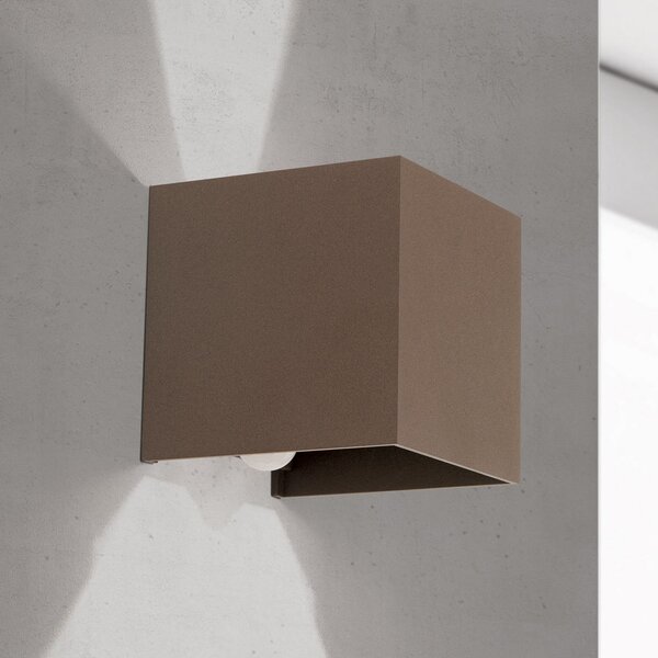 ORION Aplică LED pentru exterior Cube-S, corten, metal, senzor, Maro / Rugină, Aluminiu, Modern, Priză de perete sus / jos