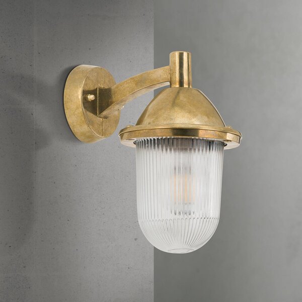 ORION Aplică de exterior York, alamă, sticlă canelată, E27, IP54, reglabil, Auriu / Alamă, Alamă