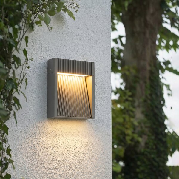 Lucande Aplică LED pentru exterior Tavion, 16 cm, antracit, IP65, Negru, Aluminiu, Modern
