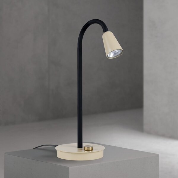 ORION Lampa de masă Dotty, kaki, înălțime 45 cm, picior, dimabil, GU10, reglabil, Bej, Camera de zi / sufragerie, Metal, Modern, Lumină de lectură
