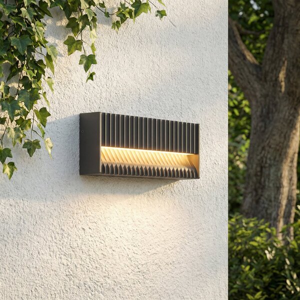 Lucande LED-aparat de iluminat exterior Tavion, 25 cm, antracit, IP65, Negru, Aluminiu, Modern