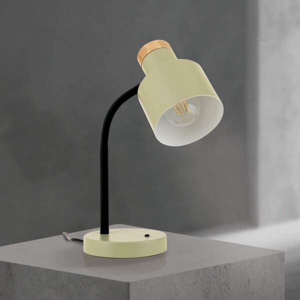 ORION Lampa de masă Gili, verde deschis, oțel, înălțime 35 cm, E27, Verde, Camera de zi / sufragerie, Metal, Modern
