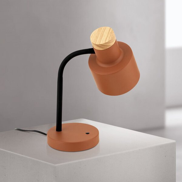 ORION Lampa de masă Gili, roșu coral, oțel, înălțime 35 cm, E27, Roșu, Camera de zi / sufragerie, Metal, Modern