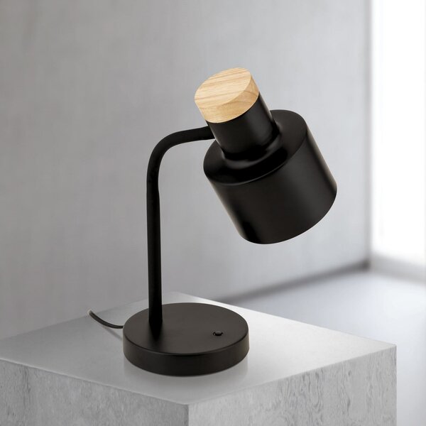 ORION Lampa de masă Gili, negru mat, oțel, înălțime 35 cm, E27, Negru, Camera de zi / sufragerie, Metal, Modern