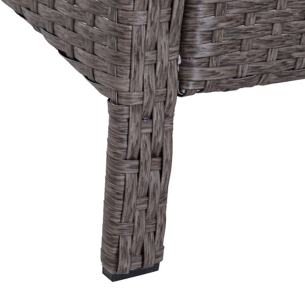 Outsunny Set Mobilier de Grădină din Ratan 5 Piese, 2 Fotolii, 2 Pouf, Măsuță de Cafea cu Sticlă, Perne Decorative, Gri | Aosom Romania