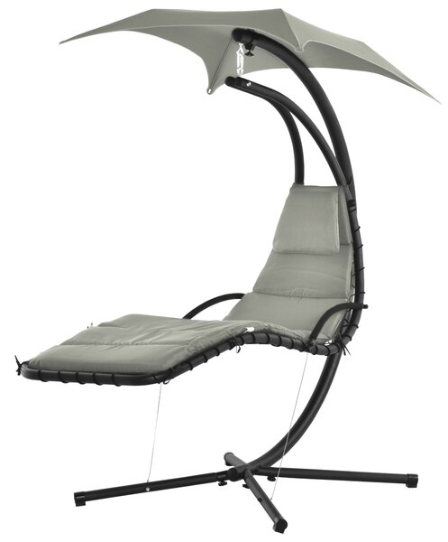 Outsunny Sezlong Suspendat cu Acoperiș, Relaxare de Lux, Design Modern, Confortabil, Gri, Perfect pentru Exterior | Aosom Romania