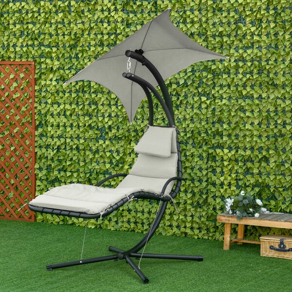 Outsunny Sezlong Suspendat cu Acoperiș, Relaxare de Lux, Design Modern, Confortabil, Gri, Perfect pentru Exterior | Aosom Romania