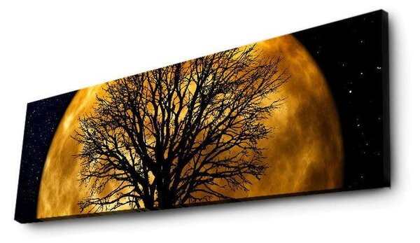 Tablou Canvas cu Led Luna Galbena fara Priza, Galben, 90x30 cm