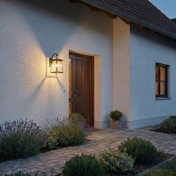 Lămpi de exterior Lucande, Xavon, reglabil, Negru, Balcon, Aluminiu, Casă de țară / Rustic
