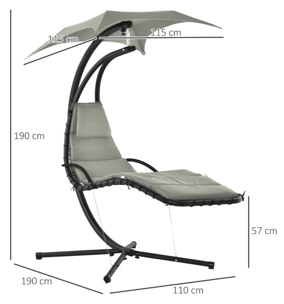 Outsunny Sezlong Suspendat cu Acoperiș, Relaxare de Lux, Design Modern, Confortabil, Gri, Perfect pentru Exterior | Aosom Romania