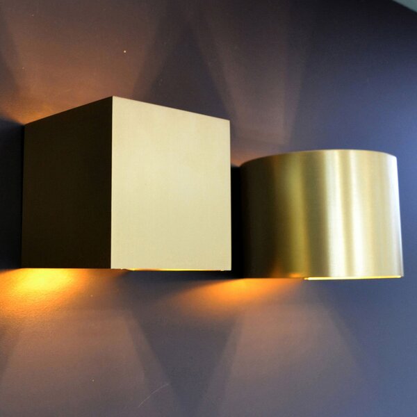 Lucide Aplică de perete cu LED Xio, rotundă, aur mat, reglabil, Auriu / Alamă, Hol, Metal, Modern