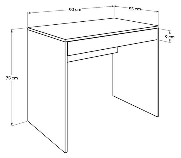 Birou Adore Study, cu sertar, 90x75x55 cm