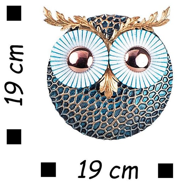Decoratiune de perete Metal Tanelorn, Albastru - Aur, 19x19 cm