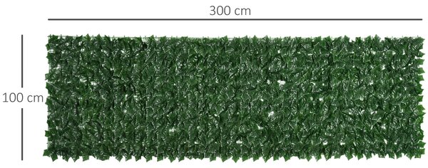 Outsunny Gard Artificial Iederă PE Anti-UV pentru Intimitate și Decor Verde Închis 300x100cm | Aosom Romania