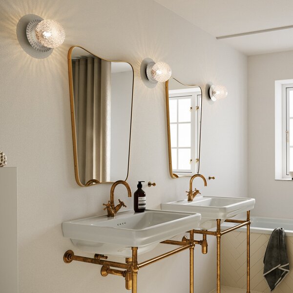 Nuura Aps Aplică de perete Liila 1 Medium, argintiu/transparent, IP44, G9, reglabil, Metalic, Baie, Metal, Design, glob