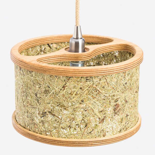 Almut von Wildheim ALMUT 2610 lampă suspendată Ø 25cm, fân pur, reglabil, Camera de zi / sufragerie, Lemn, Casă de țară / Rustic