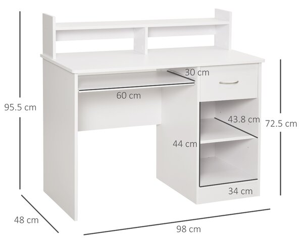 HOMCOM Birou Modern pentru Calculator Spațiu de Lucru Optimizat 104x48x95.5 cm Design Elegant în Alb | Aosom Romania