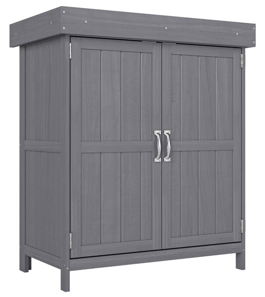 Outsunny Dulap de Gradina cu 2 Rafturi si 2 Usi, Lemn, 74x43x88 cm, culoarea lemnului | Aosom Romania