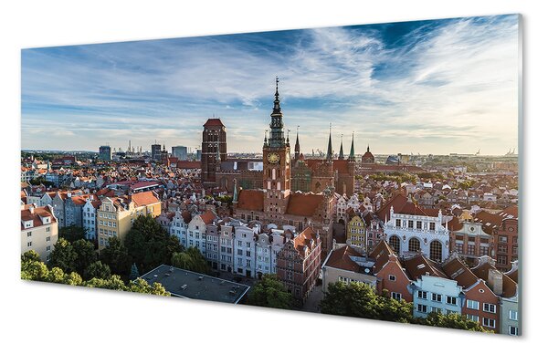 Tablouri pe sticlă Biserica Gdańsk Panorama