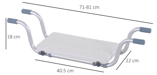 HOMCOM Scaun pentru Cadă din Aliaj de Aluminiu, Plastic și Lățime Reglabilă, 73-83x22x18 cm, Alb | Aosom Romania