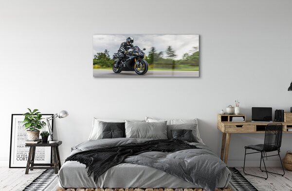 Tablouri pe sticlă Motociclete nori rutier cer