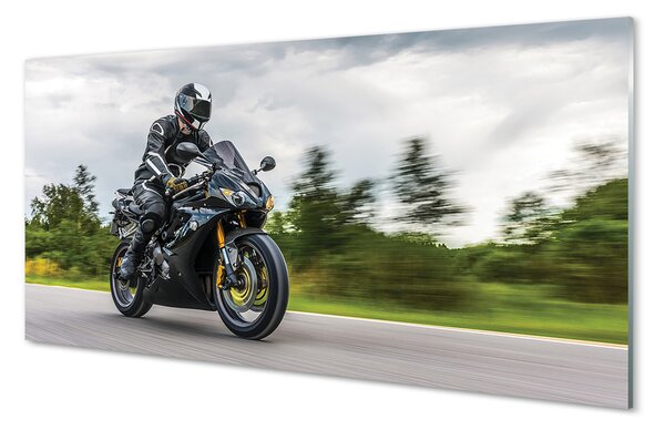 Tablouri pe sticlă Motociclete nori rutier cer
