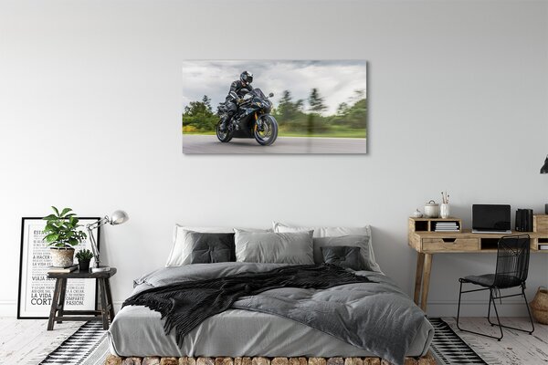 Tablouri pe sticlă Motociclete nori rutier cer