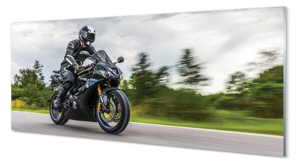 Tablouri pe sticlă Motociclete nori rutier cer