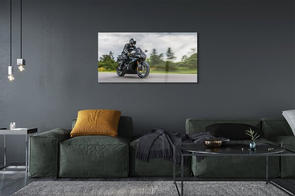 Tablouri pe sticlă Motociclete nori rutier cer