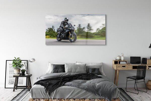Tablouri pe sticlă Motociclete nori rutier cer