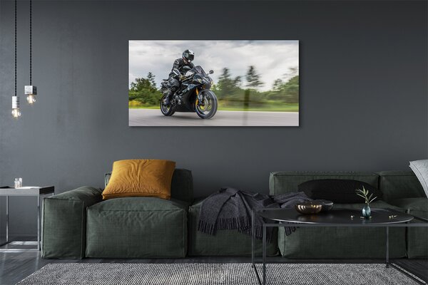 Tablouri pe sticlă Motociclete nori rutier cer