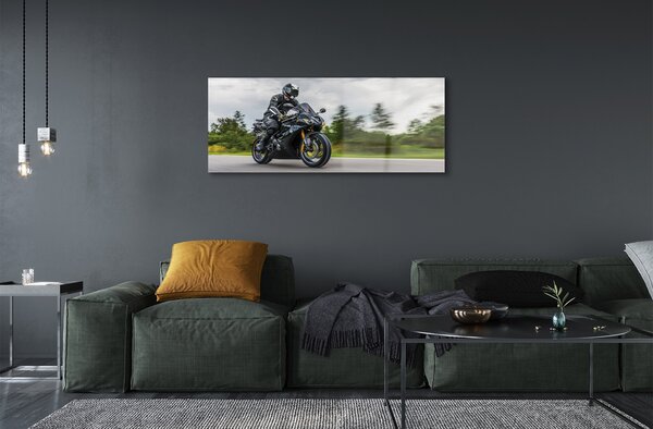 Tablouri pe sticlă Motociclete nori rutier cer