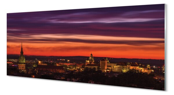 Tablouri pe sticlă panorama Cracovia noapte