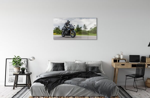 Tablouri pe sticlă Motociclete nori rutier cer