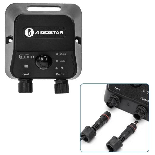 Aigostar - Plafonieră solară LED cu senzor, 3,7 V, 3000 mAh, IP65 + telecomandă