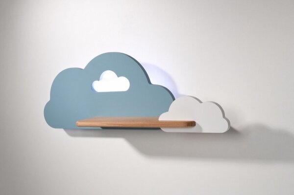 Aplică LED cu raft pentru copii CLOUD LED/5W/230V albastru/alb