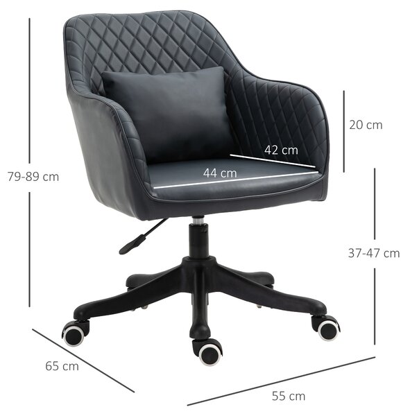 Vinsetto Scaun de Birou cu 2 Puncte de Vibrații, Pernă, Brațe și Înălțime Reglabilă, 57x70x78-86 cm, Negru | Aosom Romania