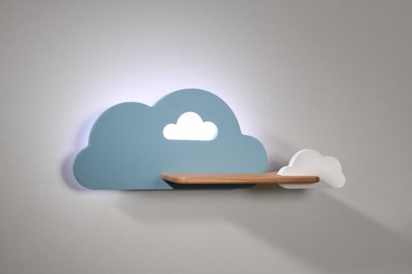 Aplică LED cu raft pentru copii CLOUD LED/5W/230V albastru/alb