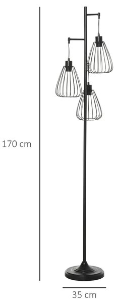 Lampa de podea Design Vintage Industrial din metal negru, lampa de podea moderna Ф35 x 170 cm HOMCOM | Aosom Romania