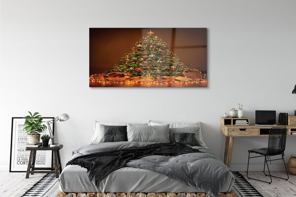 Tablouri pe sticlă Crăciun lumini Cadouri decor