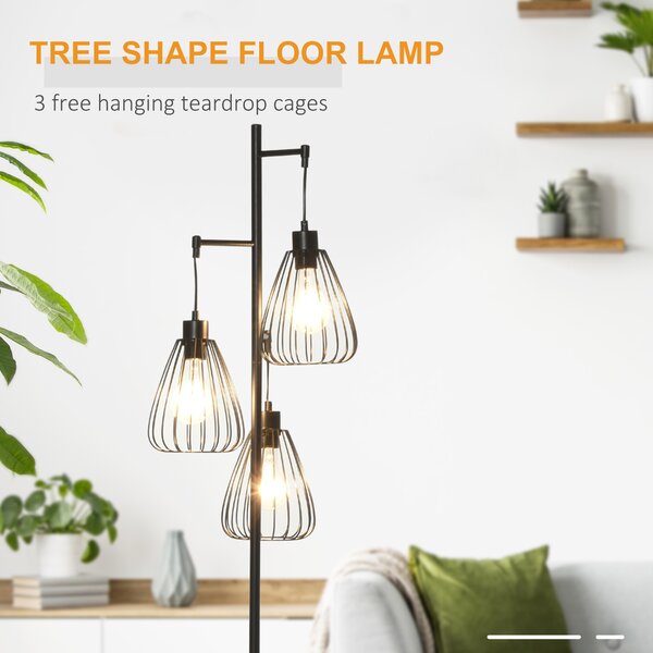 Lampa de podea Design Vintage Industrial din metal negru, lampa de podea moderna Ф35 x 170 cm HOMCOM | Aosom Romania